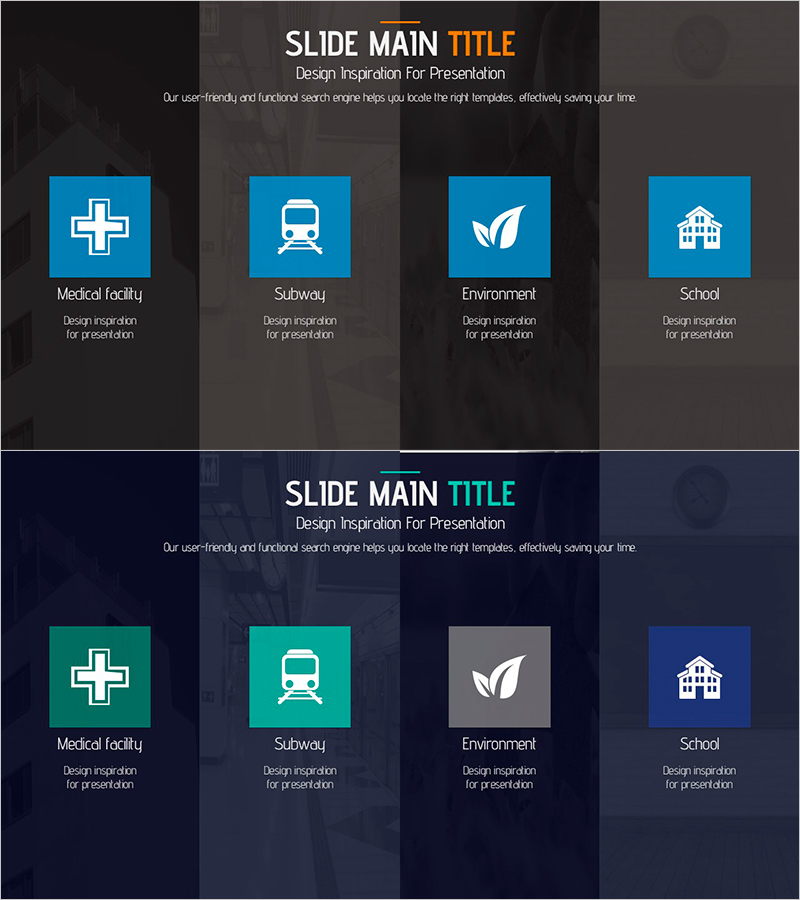 건설 분야 소개를 위한 클러스터 다이어그램 슬라이드