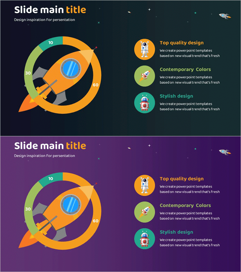 우주선 구성 내용 PPT 템플릿 – 과학적 접근과 창의성