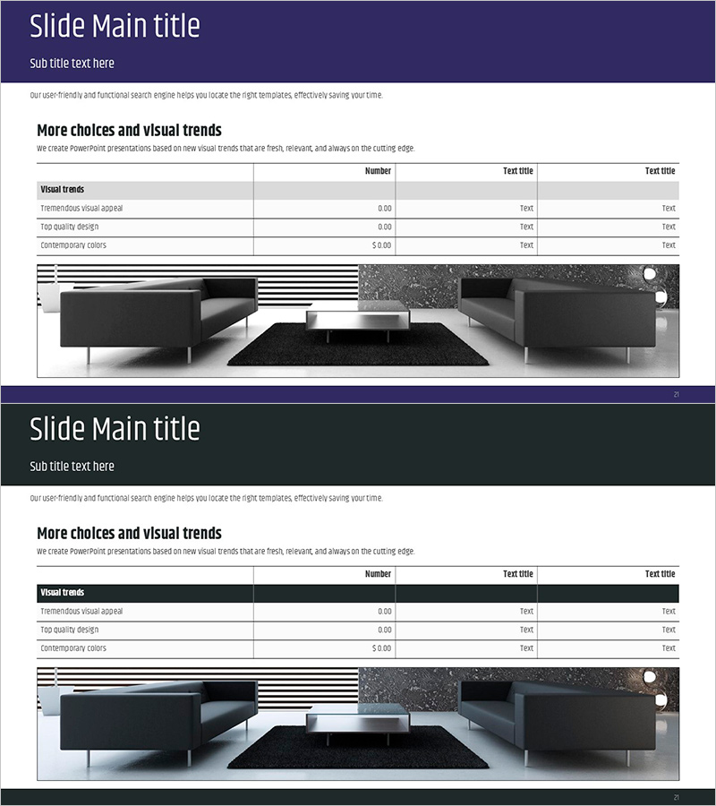 모던 인테리어 사진과 테이블 – 재무 계획과 성과