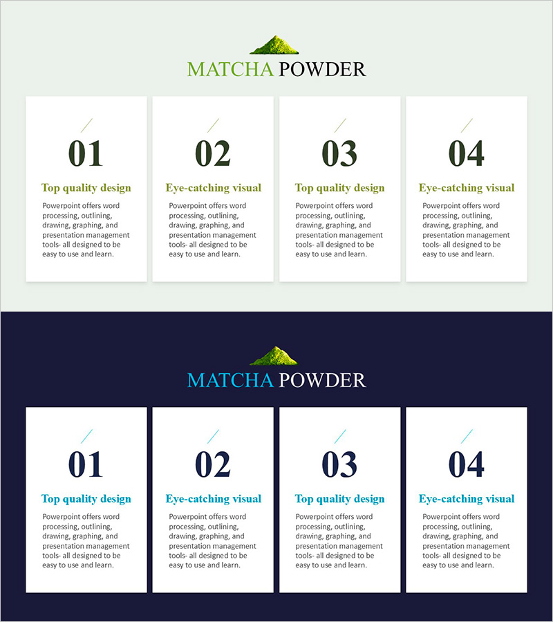 말차의 장점을 효과적으로 전달하는 다이어그램 슬라이드