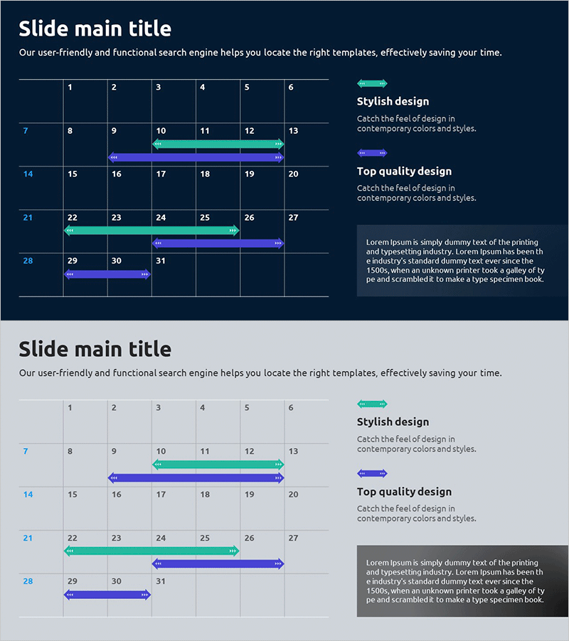 화살표 표시 스케줄표 – 간편한 운영계획