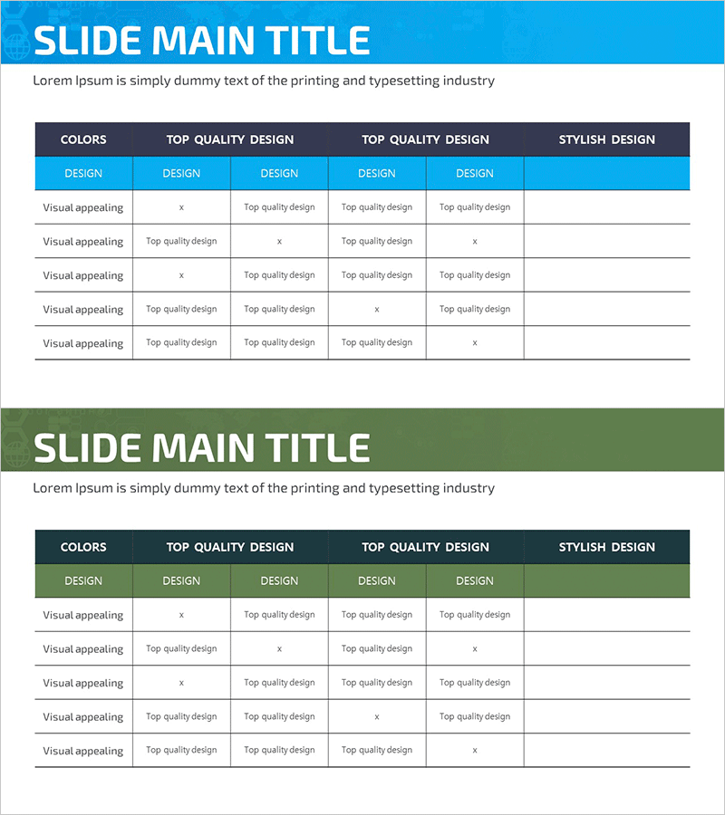 디자인스 스케줄표 슬라이드 – 시각적 매력이 돋보이는 테이블