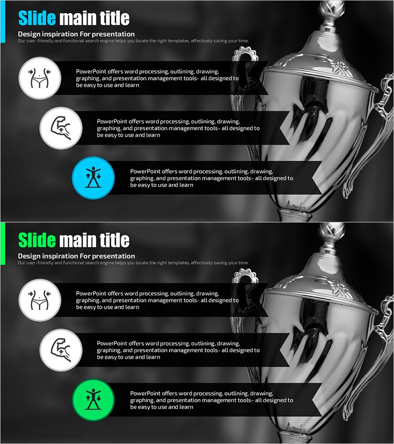 피트니스 대회를 소개하는 다이어그램 슬라이드