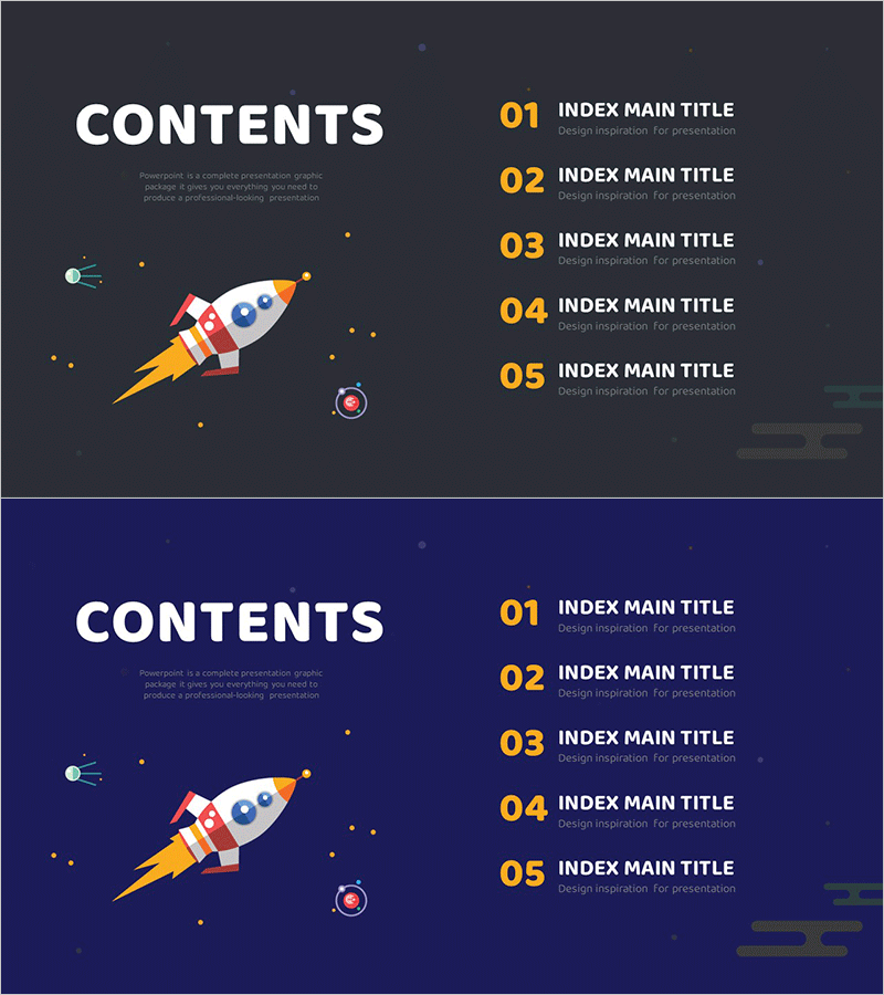 로켓 일러스트 템플릿 목차 – 멋진 프레젠테이션의 시작