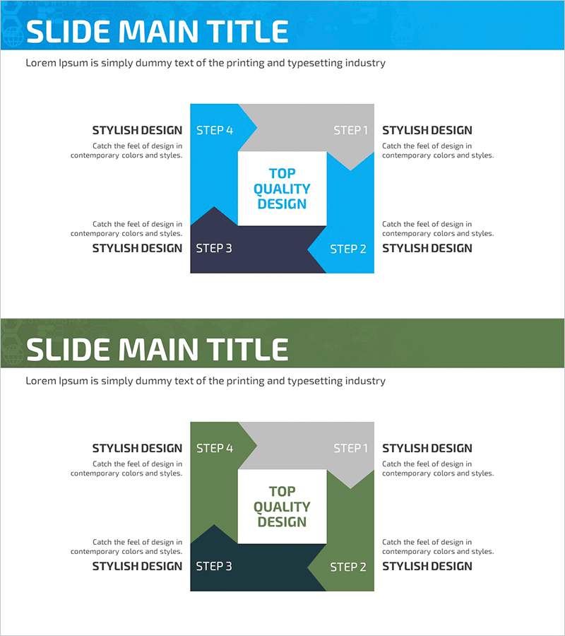 단계별 절차 사각형 다이어그램 – 사업 추진 전략