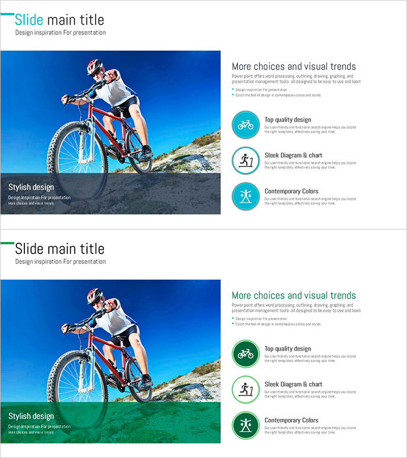 산악 자전거와 텍스트박스 – 제품 소개 슬라이드