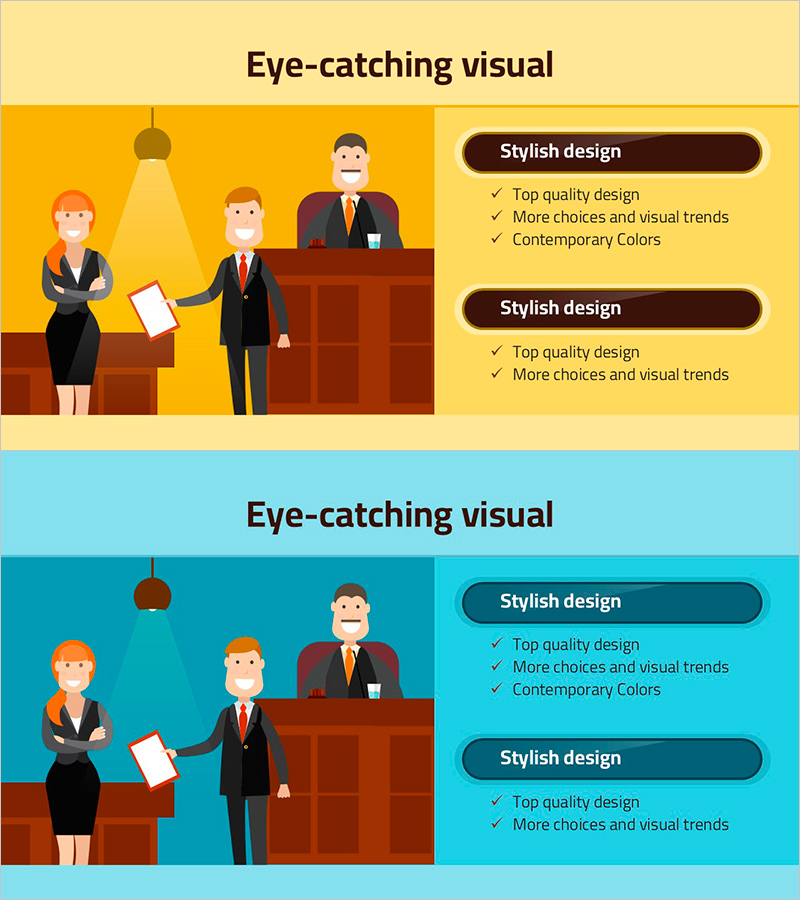 재판 일러스트로 사업 관리 전략 시각화