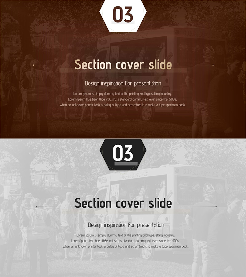 섹션 커버 슬라이드 – 디자인 영감과 프레젠테이션