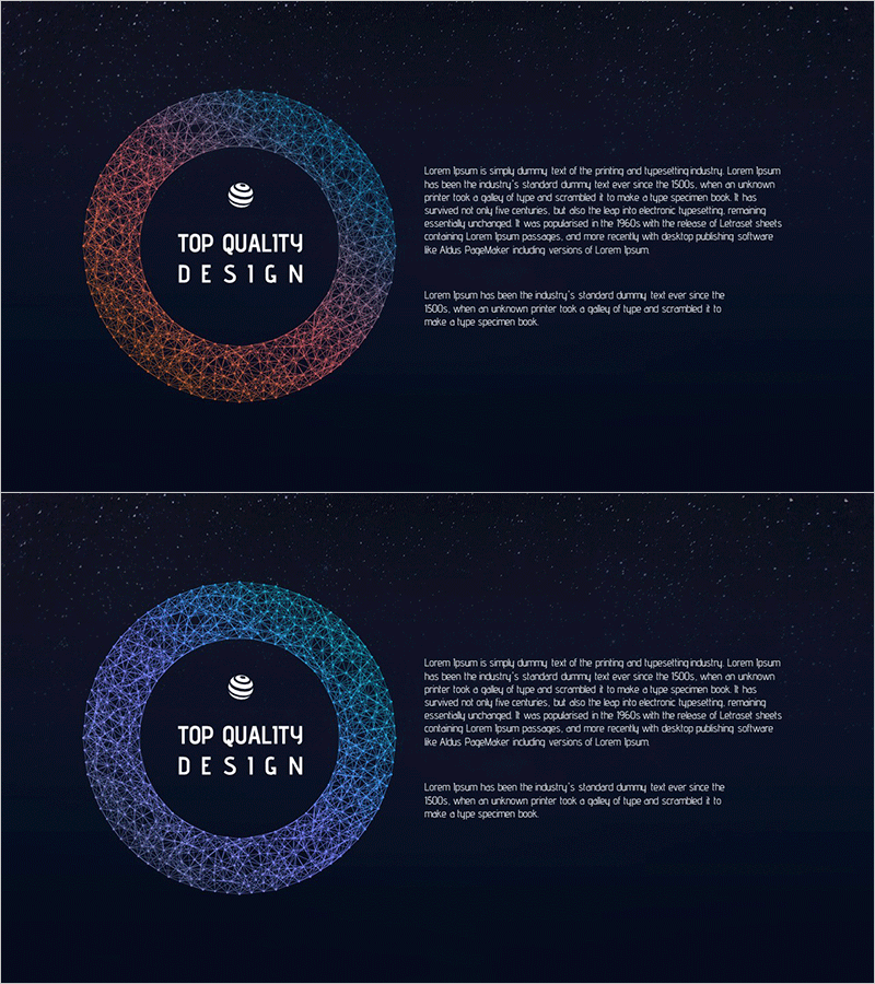 우주 원형 테마 소개 슬라이드 - 혁신적 디자인