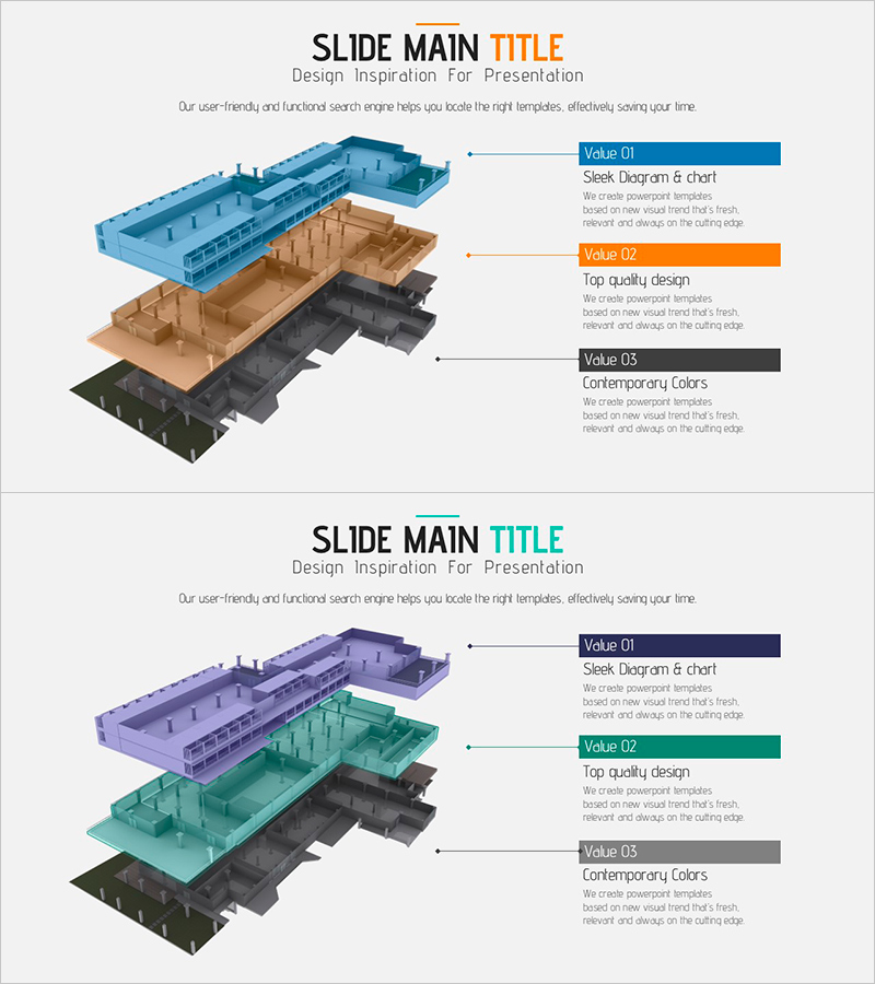 3D 건축물 층별 안내 슬라이드 – 혁신 기술과 미래 계획
