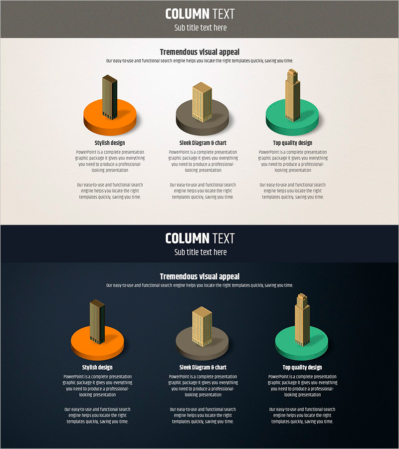 3D 건물 일러스트와 텍스트 – 현대적 회사 소개