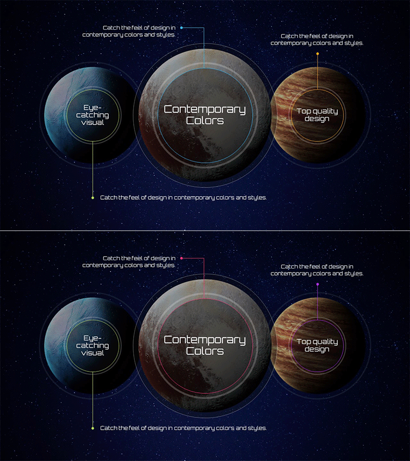 현대적 색상으로 시각적 매력을 더하는 슬라이드 템플릿