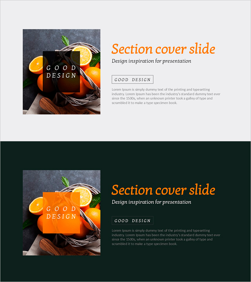 주황색 과일 사진으로 돋보이는 제품 소개 슬라이드