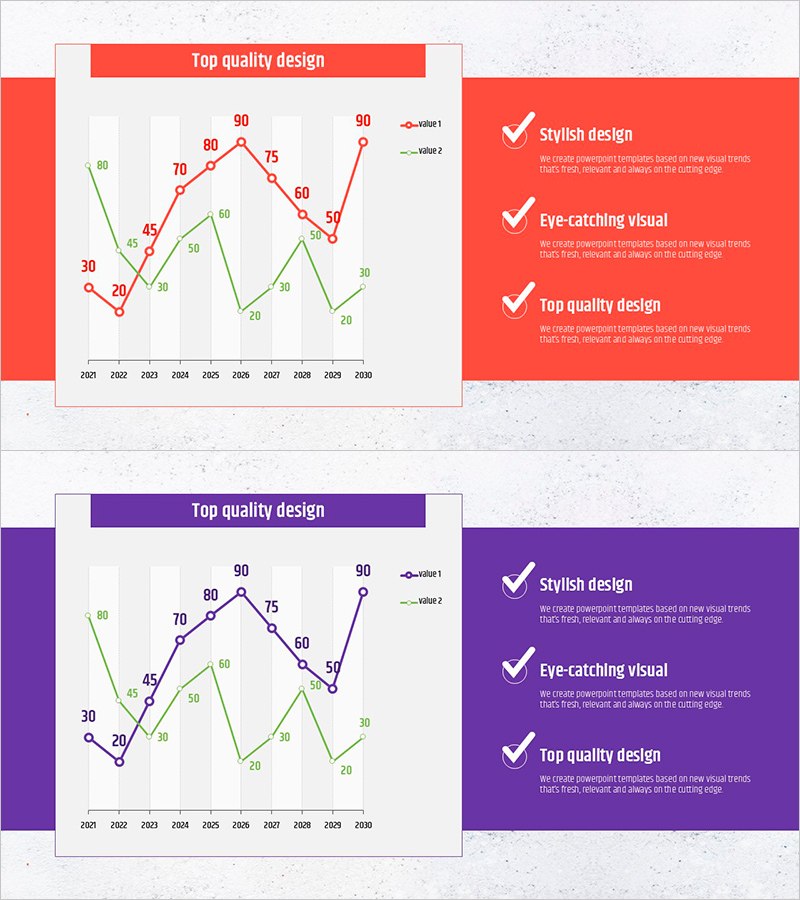 레드 퍼플 꺾은선 차트 – 시장 분석과 성과 강조