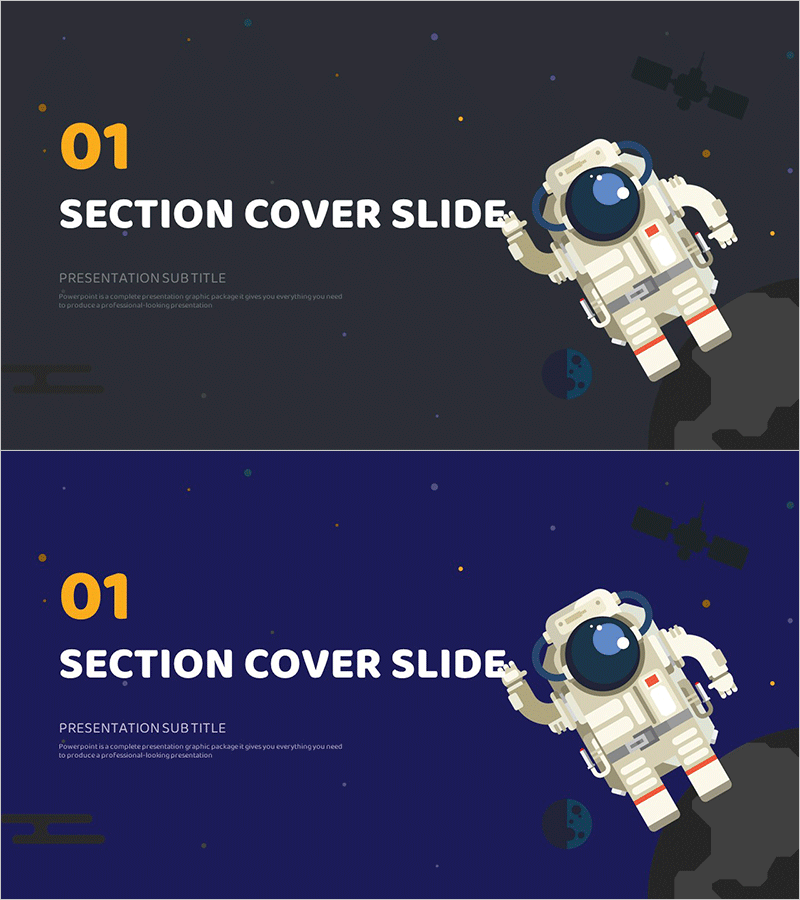 우주비행사 일러스트 간지 – 포인트와 개성을 담은 커버 슬라이드