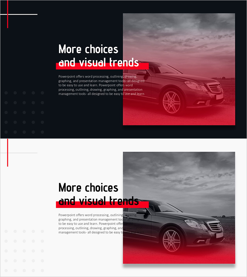 신차 광고 슬라이드로 새로운 임팩트를 리드하라