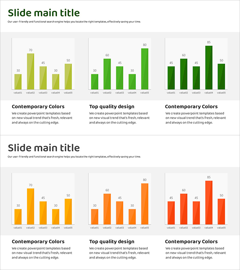 그라데이션 세로막대 차트 – 시장 및 경쟁사 분석에 적합