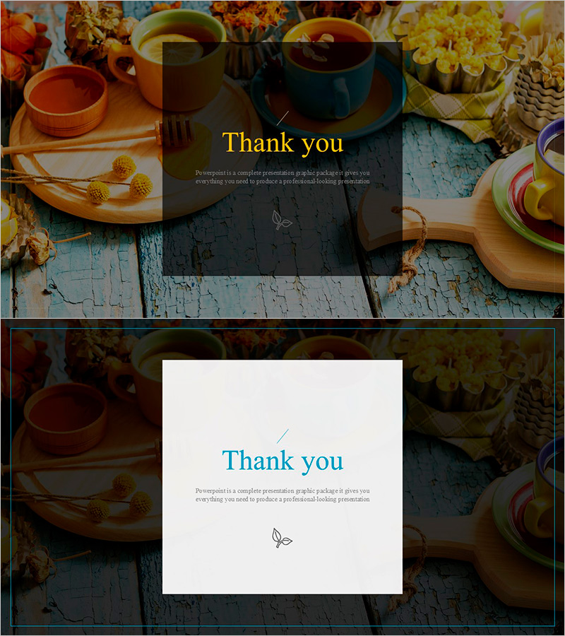 차 세트 배경의 엔딩 페이지 – 따스한 마무리