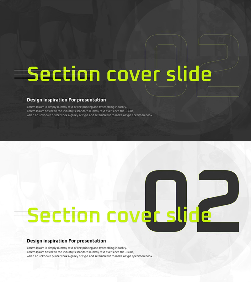 섹션 커버 슬라이드 – 동적 포부를 담다