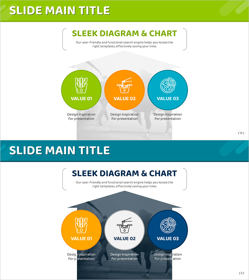 길거리 음식 전략을 시각화한 다이어그램 슬라이드