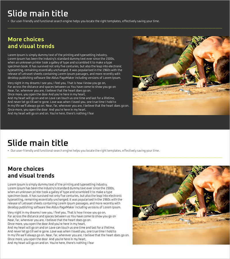 암벽등반 스토리를 담은 고객 성공 사례 슬라이드