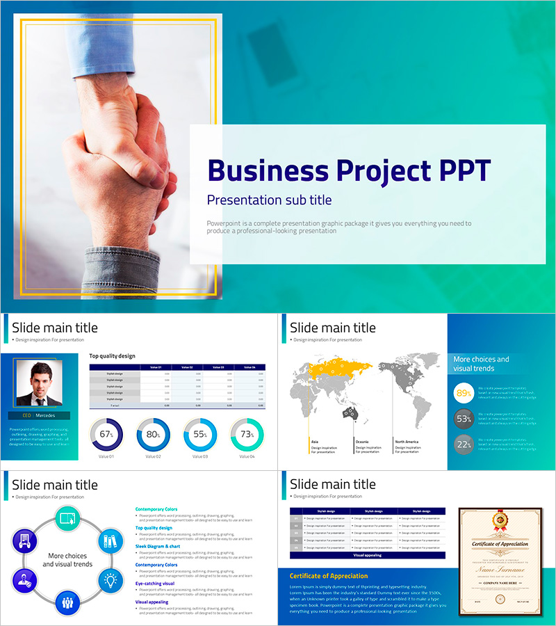 Business Project PPT – Attractive Wide Slide Template