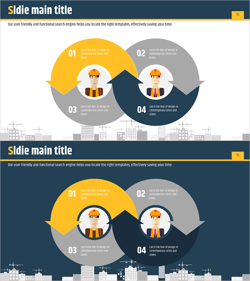 2개의 화살표 순환 다이어그램 – 운영 계획 및 리스크 관리
