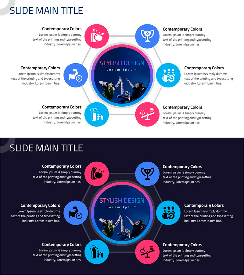 운동 테마 확산형 다이어그램 슬라이드