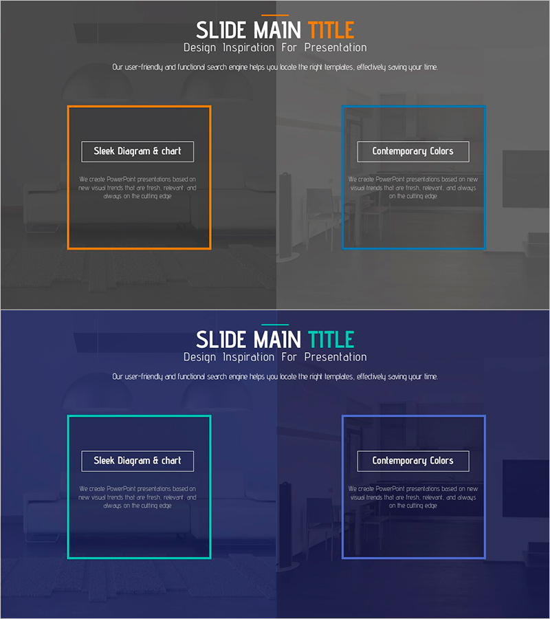 2개의 스퀘어 박스를 활용한 메시지 슬라이드 템플릿