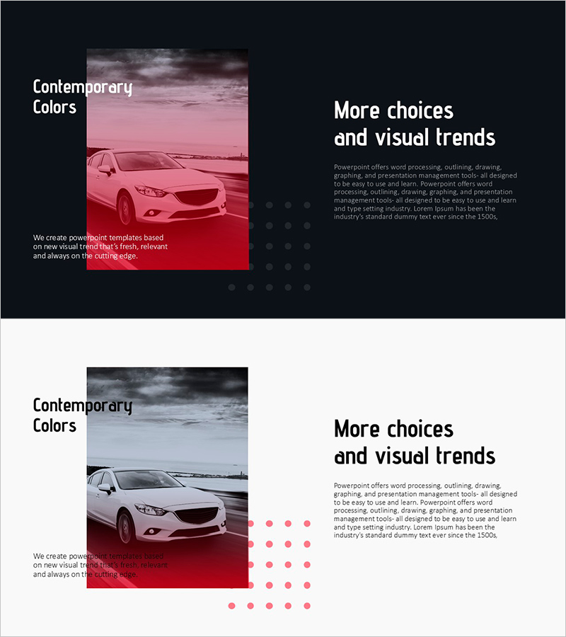 흰색 자동차를 강조한 제품 소개 슬라이드 – 마케팅 전략 강화