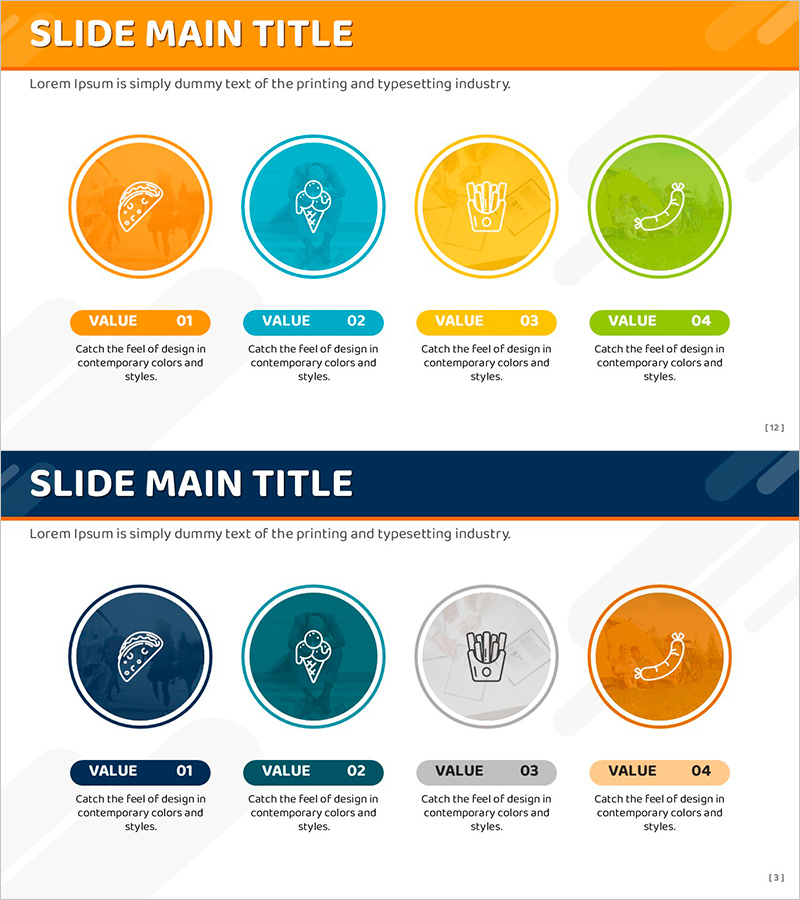 메인 메뉴 전략을 위한 클러스터 다이어그램 슬라이드