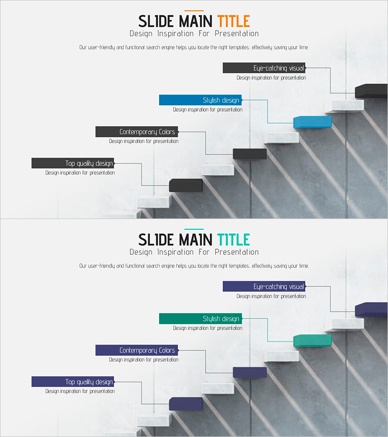 단계별 일정계획을 위한 계단형 다이어그램 – 비즈니스 추진 전략