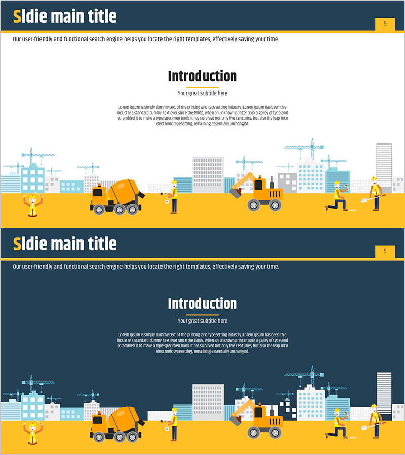 건설 일러스트 템플릿 개요 – 현대적이고 실용적인 디자인