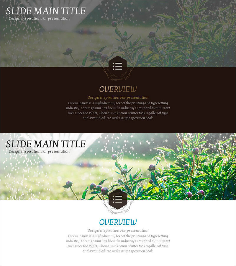 자연 사진과 개요 텍스트 – 회사 소개 프레젠테이션 템플릿