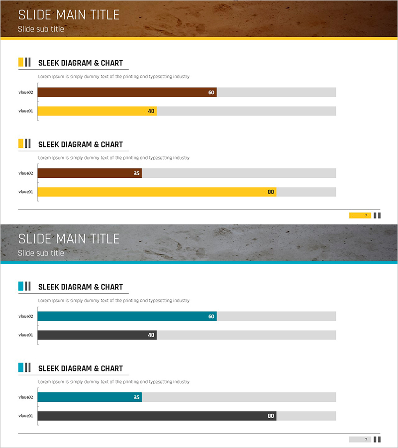 2가지 주제의 비교 막대 그래프 – 시장 분석을 위한 필수템플릿