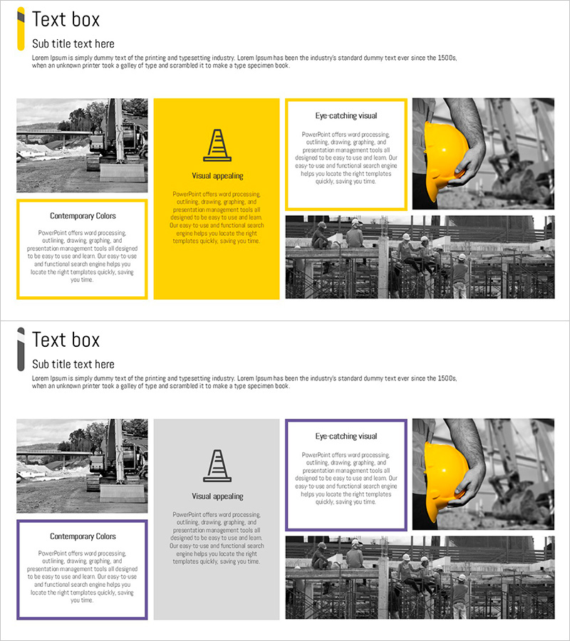 건설 현장 주의 사항 텍스트 박스 슬라이드