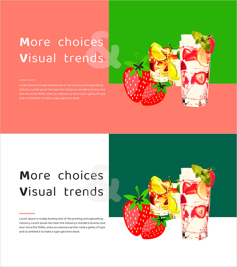 과일 음료 슬라이드 – 신선한 제품 소개