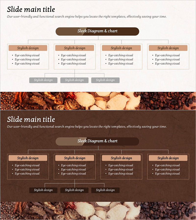 식재료 배경의 브라운 조직도 – 효율적인 시스템 구성