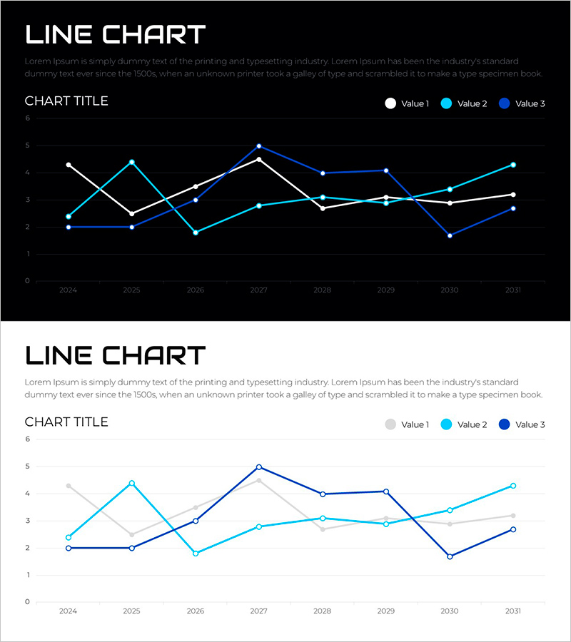 블루 꺾은선 차트 – 데이터 분석의 명확한 시각화