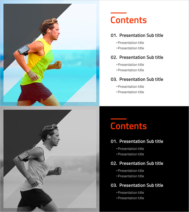 조깅 배경을 활용한 목차 슬라이드