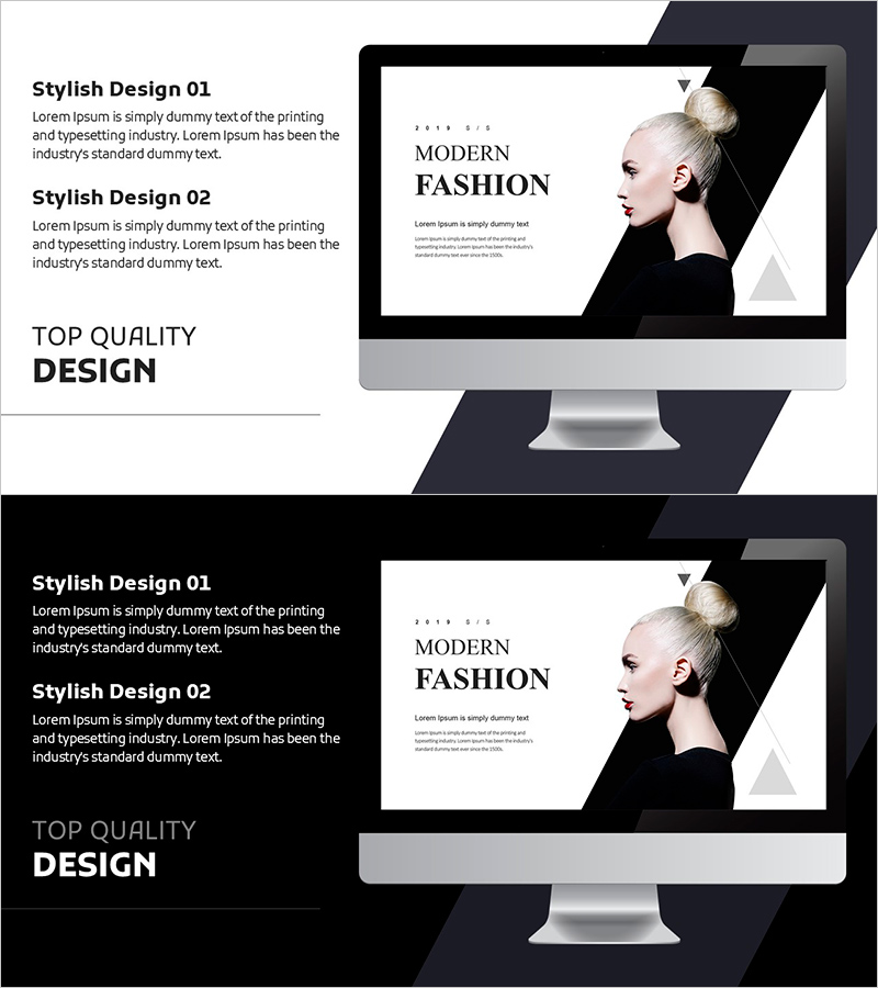 세련된 블랙 패션 목업 슬라이드 – 운영 계획에 최적화