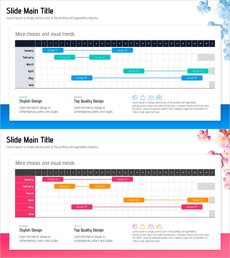 스케줄 관리 다이어그램 - 블루 핑크 테마