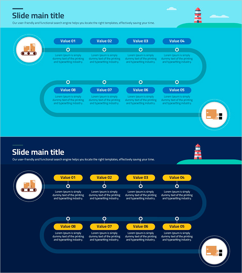 물류 프로세스 흐름도를 시각화한 다이어그램 슬라이드