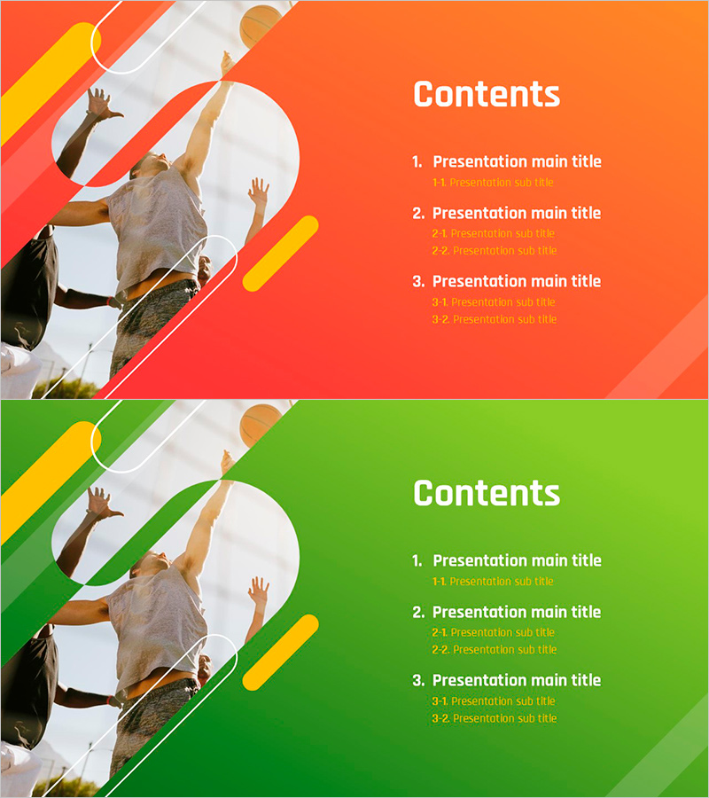 농구 PPT 목차 – 역동적인 디자인