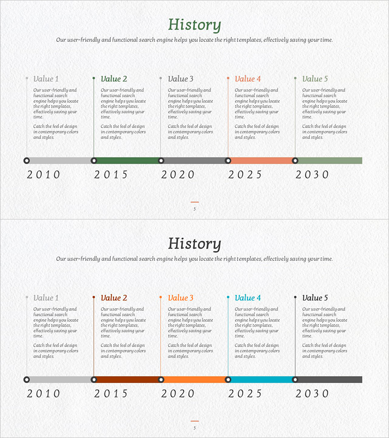 종이질감 배경 연혁 – 시각적으로 깔끔한 다이어그램