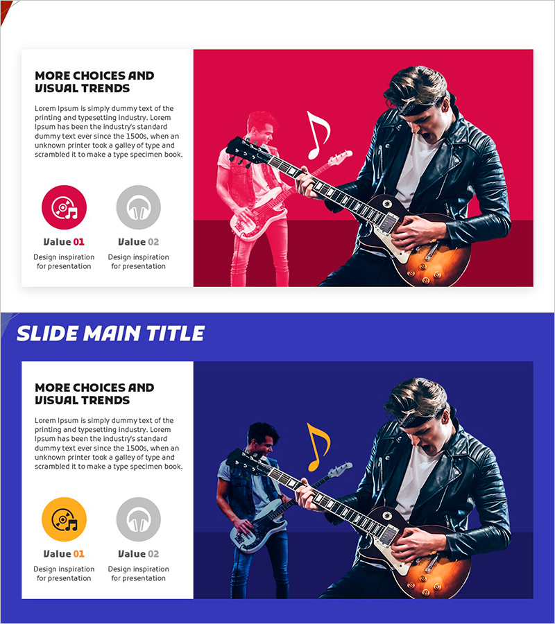 기타리스트와 텍스트박스 프레젠테이션 템플릿