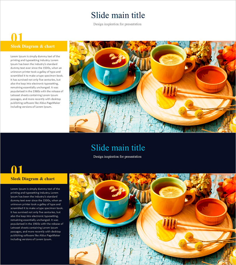 티의 역사 PPT 템플릿 – 차별화된 제품 소개