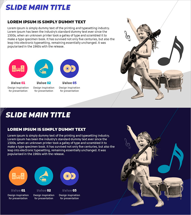 어린이 밴드 역량을 강조한 프레젠테이션 슬라이드