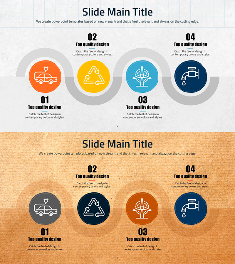종이 질감 연결형 다이어그램 – 혁신을 나타내는 시각적 표현