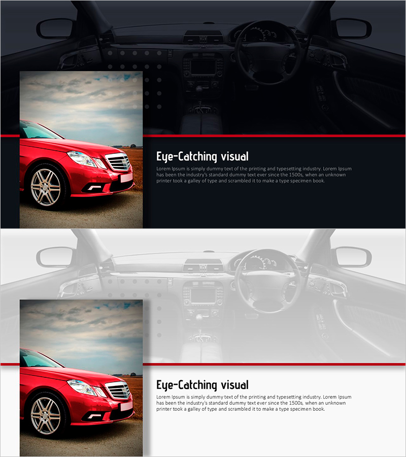 자동차 사이드 사진과 텍스트 – 핵심 가치 및 미션 소개